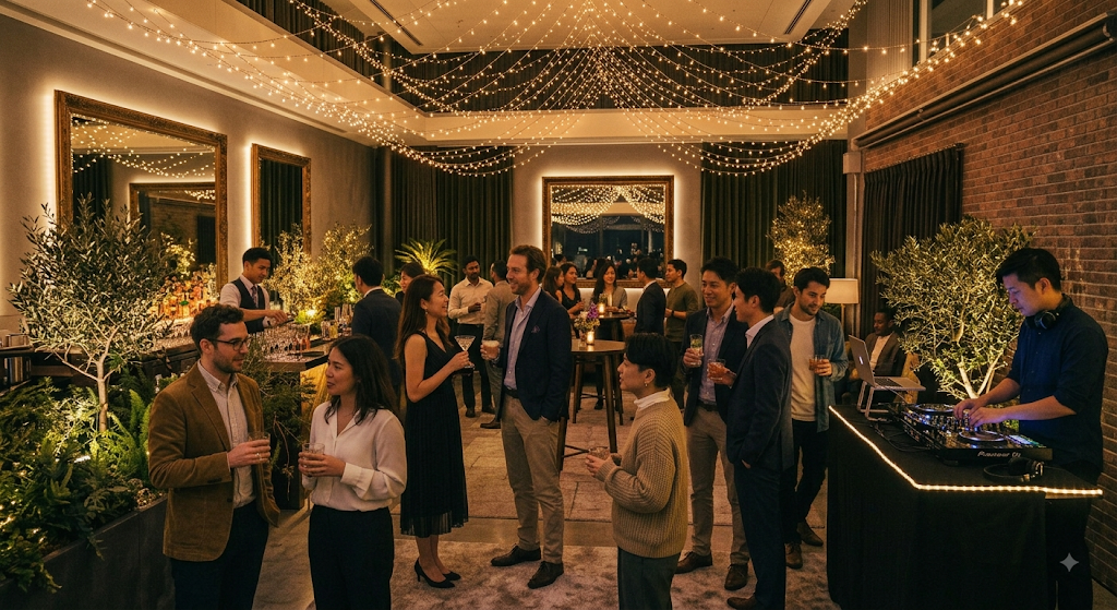 Guests at a corporate cocktail party