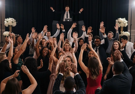 Friends dancing at a social celebration